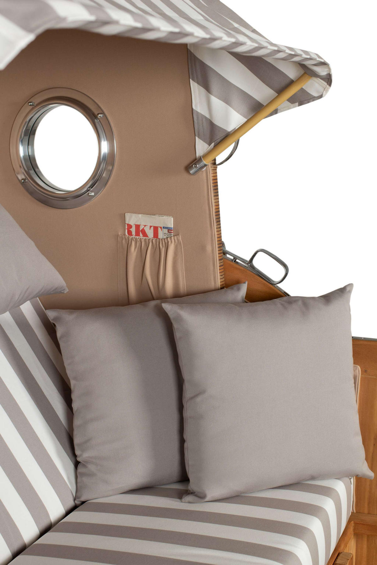 STRANDKORB XXL Düne Grande Teak Banana - Braun/Grau, Metall (142/170/95cm) - Mr. Deko