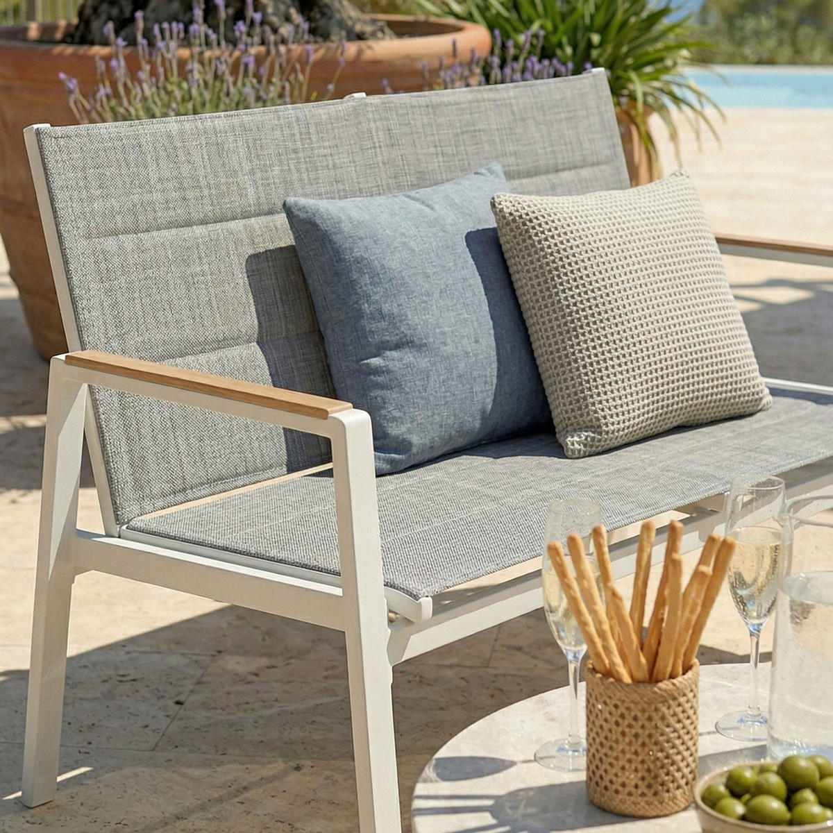 GARTENSET 4-tlg., Weiß - Weiß, Metall - Oviala