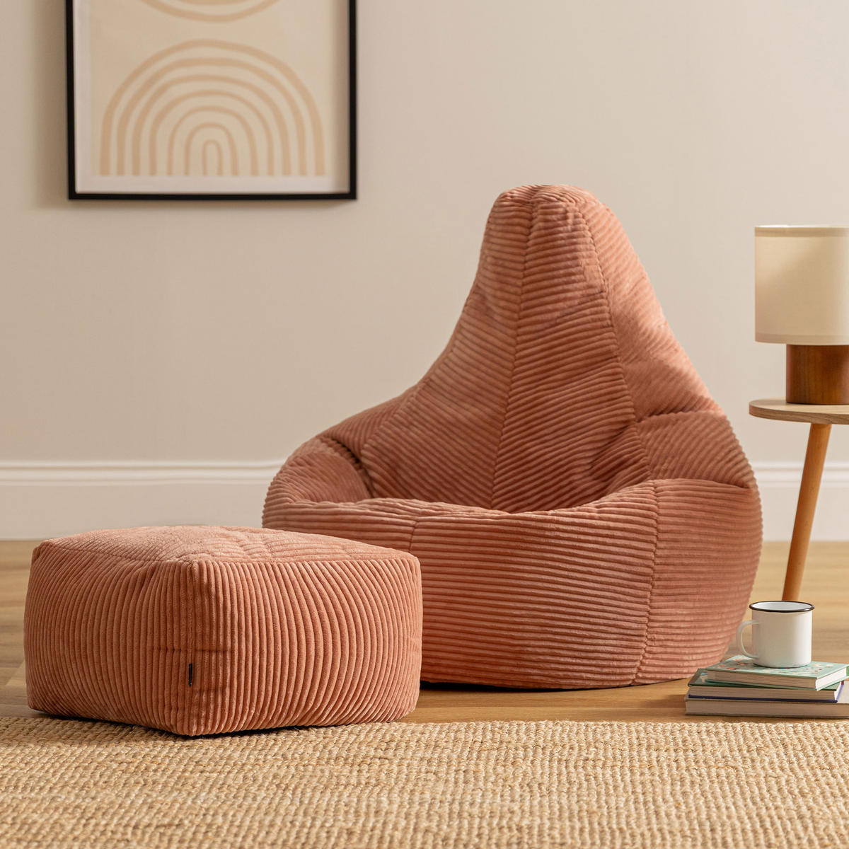 SITZSACK Dalton mit Hocker - Pink, Textil (90/73/84cm) - icon