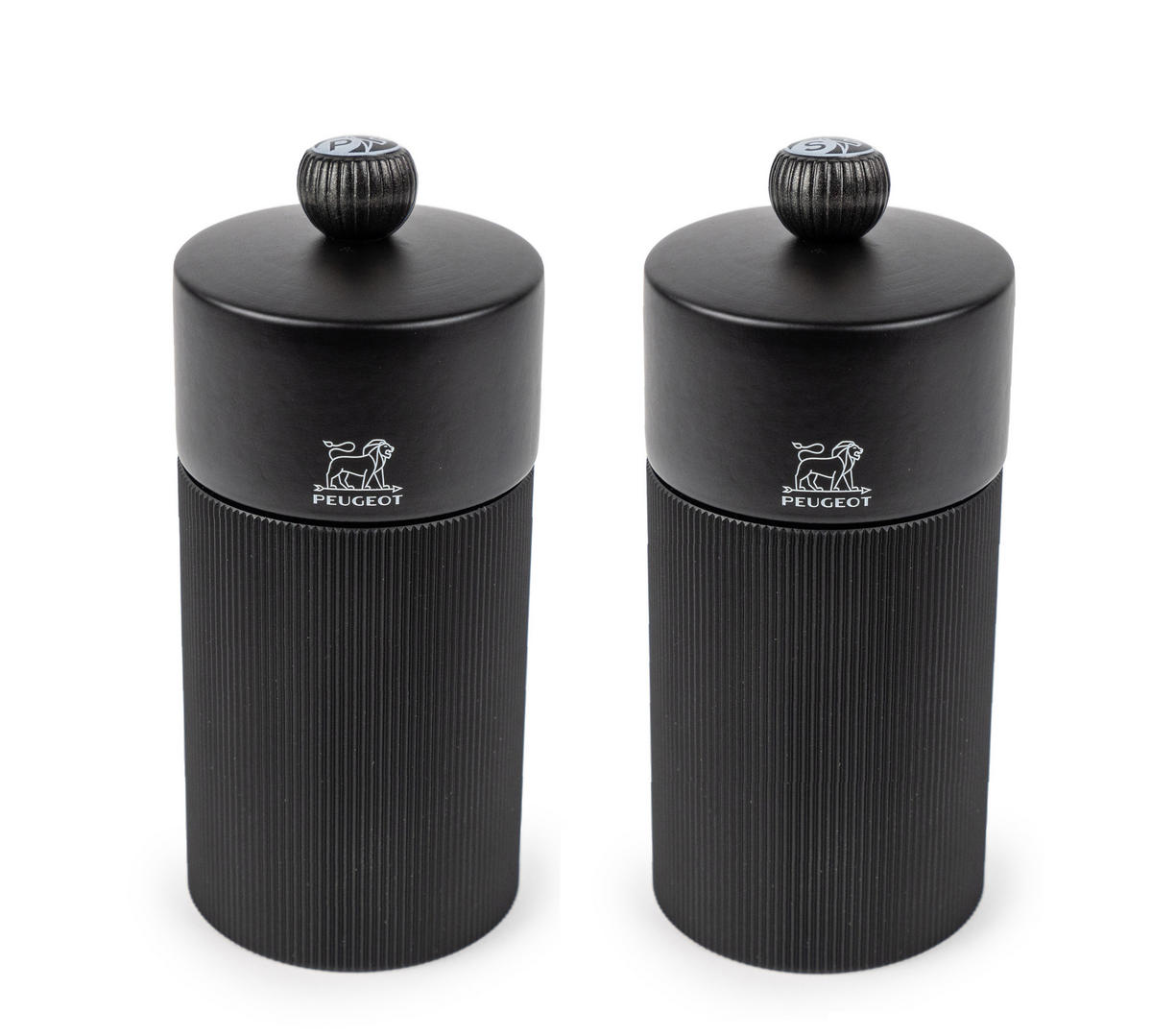 MÜHLENSET Line Night Chic 12cm Pfeffer- & Salzmühle Aluminium Schwarz Stahlmahlwerk - Schwarz, Metall (10.4/12/5.2cm) - PEUGEOT