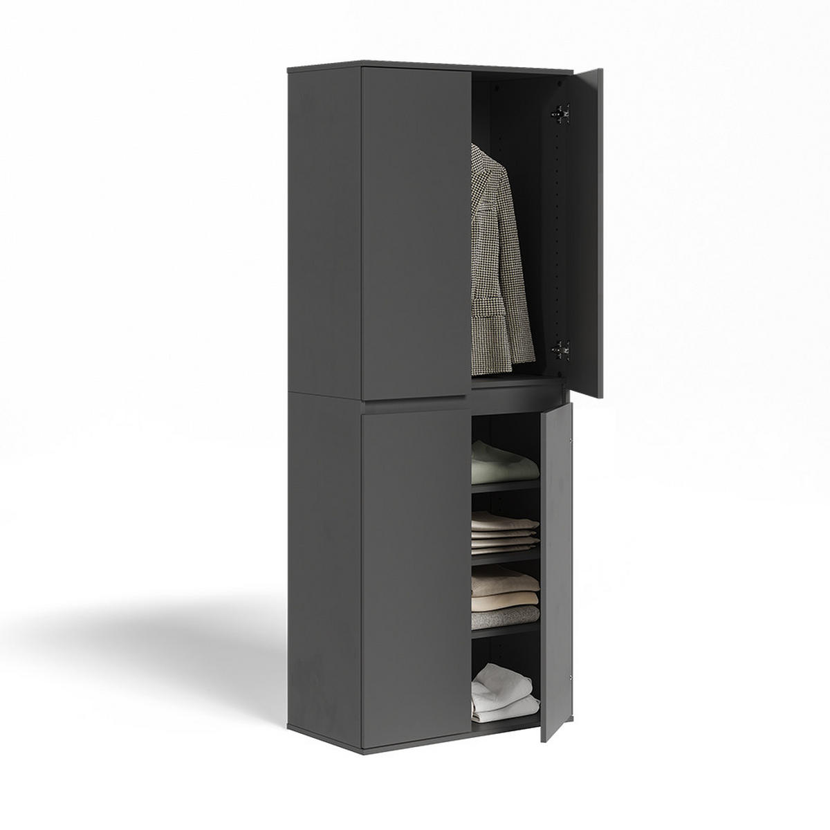 KLEIDERSCHRANK Claus Anthrazit 74 x 191.5 cm mit 4 Türen - Anthrazit, Holzwerkstoff (74/191.5/40cm) - Vicco