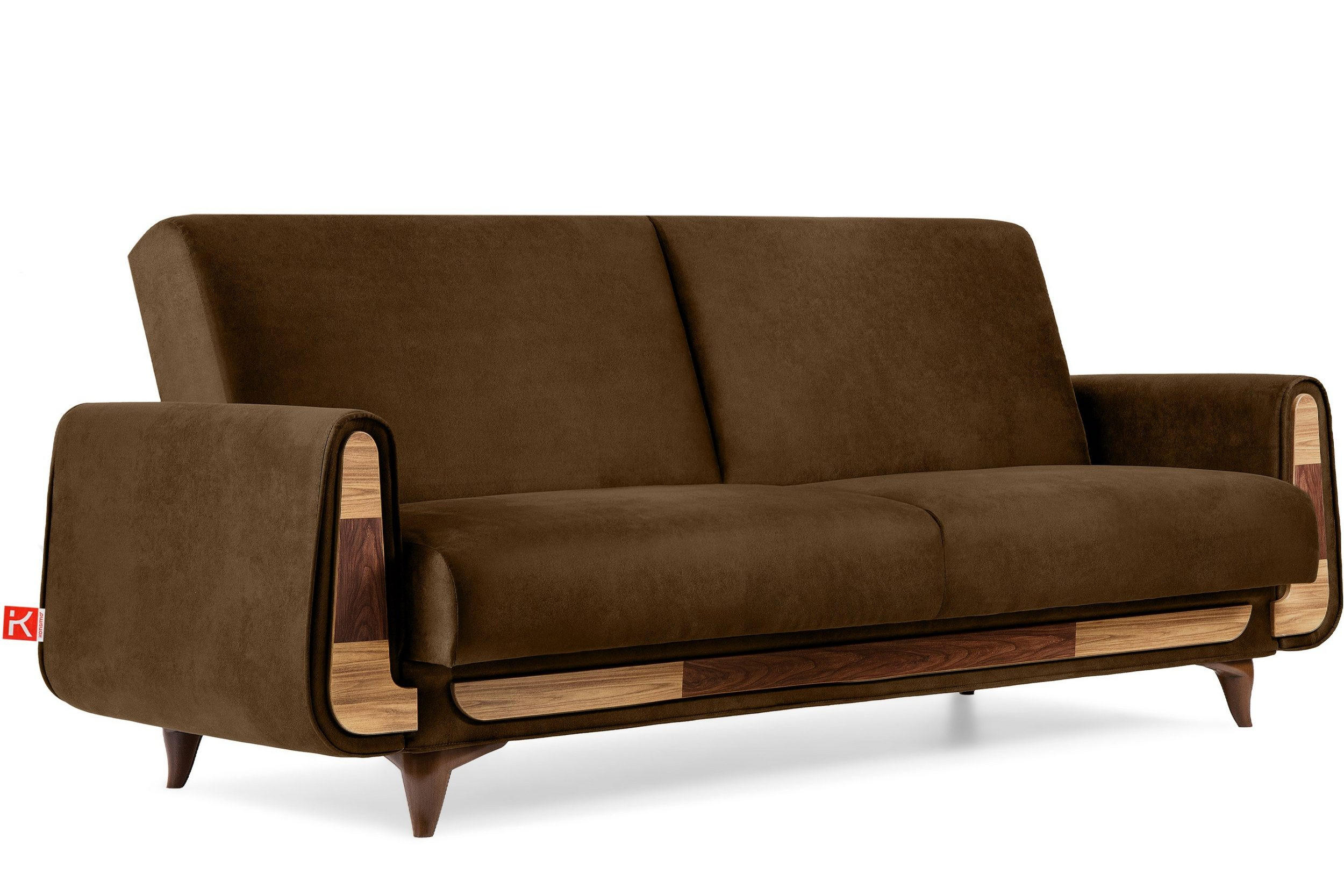 3-SITZER-SCHLAFSOFA GUSTAVO II mit Armlehnen, Hellbraun - Hellbraun, Holz/Holzwerkstoff (230/98/98cm) - KONSIMO®