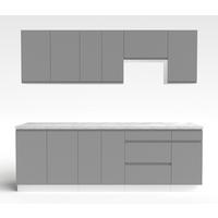KÜCHENLEERBLOCK Aquileia 240 cm Grau mit Weißem Korpus mit Arbeitsplatte Marmor Bianco - Hellgrau/Grau, Holzwerkstoff (240/157.8/60cm) - AX Living