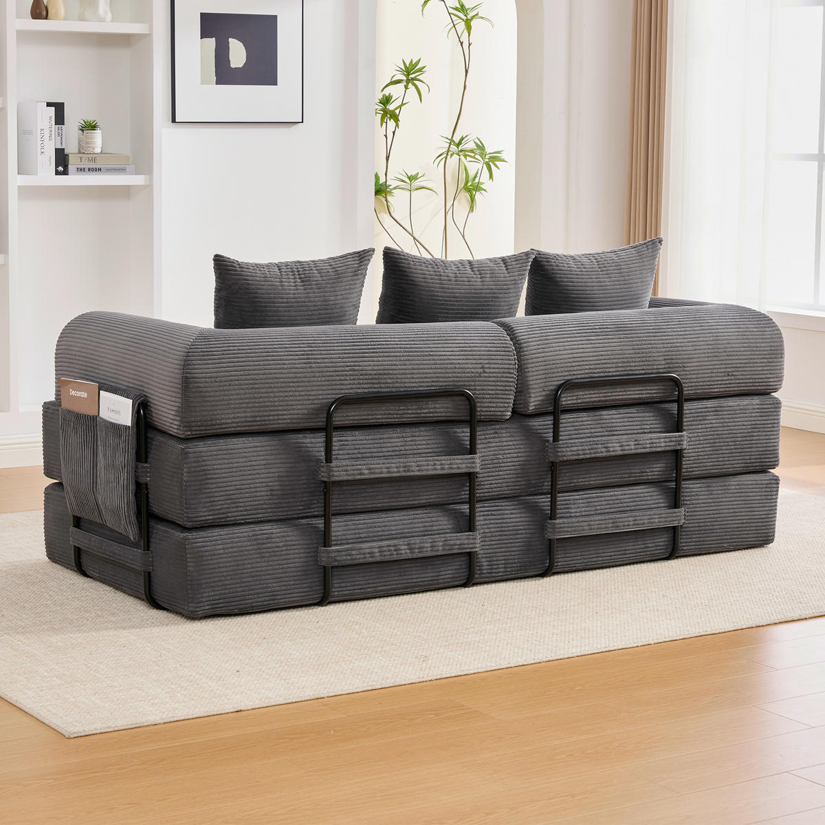 SOFA 3-Sitzer 200/94/67 cm Dunkelgrau - Dunkelgrau, Textil (94/67/200cm)