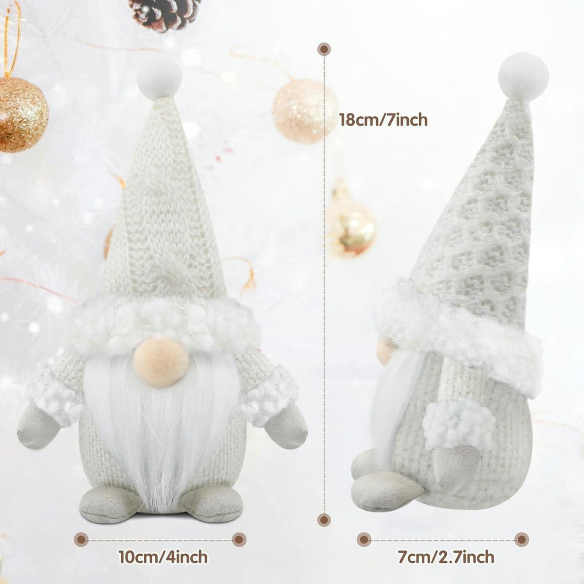 WEIHNACHTSWICHTEL 3er Set Weiß Textil - Weiß, Textil (7/18/10cm)