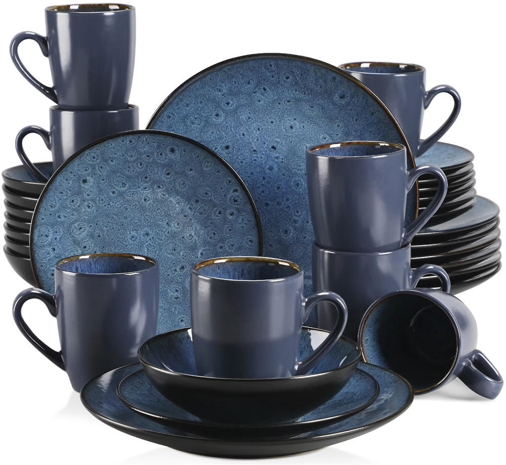 KOMBISERVICE Steinzeug Blau Vintage 32-teilig 8 Personen - Blau, Keramik (27.3/3.3/27.3cm) - Bextcok