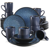 KOMBISERVICE Steinzeug Blau Vintage 32-teilig 8 Personen - Blau, Keramik (27.3/3.3/27.3cm) - Bextcok