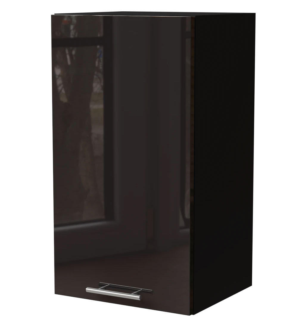 KÜCHENHÄNGESCHRANK Essen W2/40 Schwarz Hochglanz / Schwarz Matt 40 / 32,5 / 72cm - Schwarz Hochglanz/Schwarz, Holz/Holzwerkstoff (40/72/32.5cm) - Feldmann-Wohnen