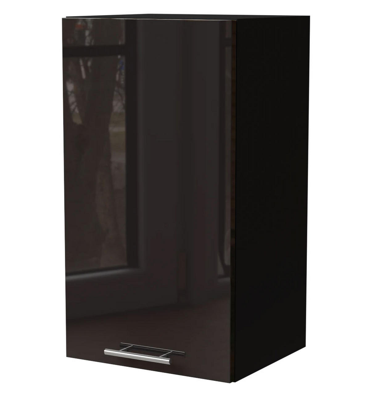 KÜCHENHÄNGESCHRANK Essen W2/40 Schwarz Hochglanz / Schwarz Matt 40 / 32,5 / 72cm - Schwarz Hochglanz/Schwarz, Holz/Holzwerkstoff (40/72/32.5cm) - Feldmann-Wohnen