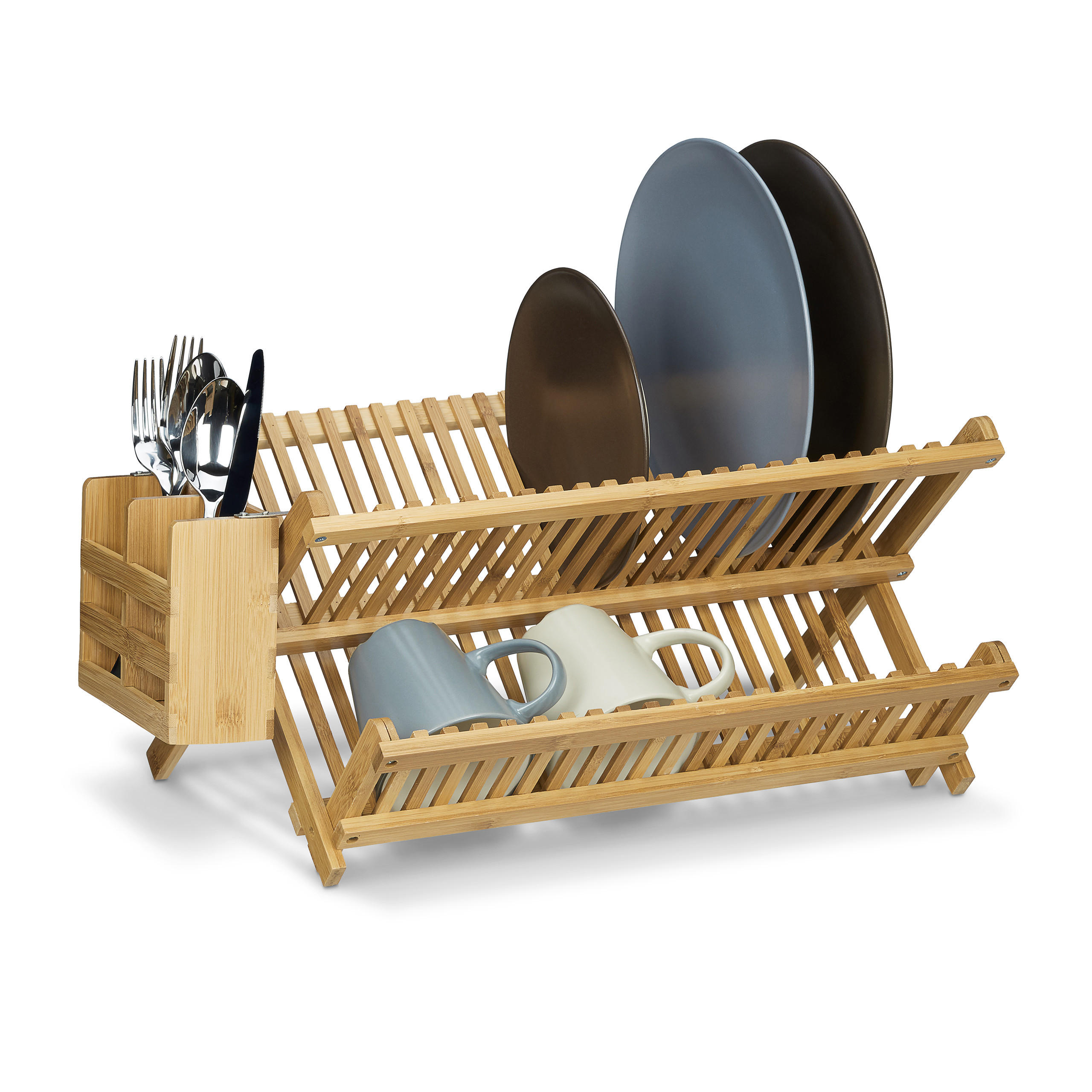 SCURGĂTOR natural bambus pliabil cu suport pentru tacâmuri