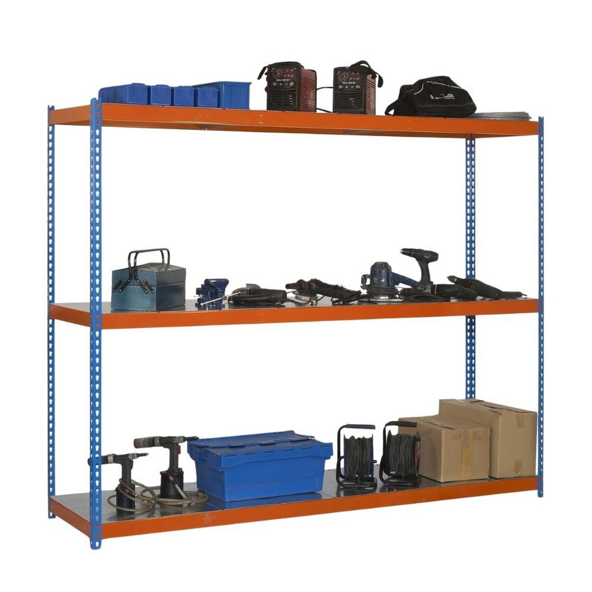 SCHWERLASTREGAL BIG METAL YETI THREE | HxBxT 200x180x45cm | Fachlast 400kg | Blau-Orange - Gelb, Metall (180/200/45cm) - PROREGAL