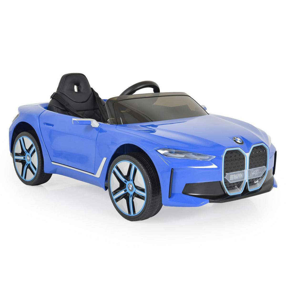 ELEKTROAUTO BMW i4 MP3 blau EVA-Reifen Fernbedienung Lichter bis 30 kg - Blau, Kunststoff (115/67/45cm) - Moni