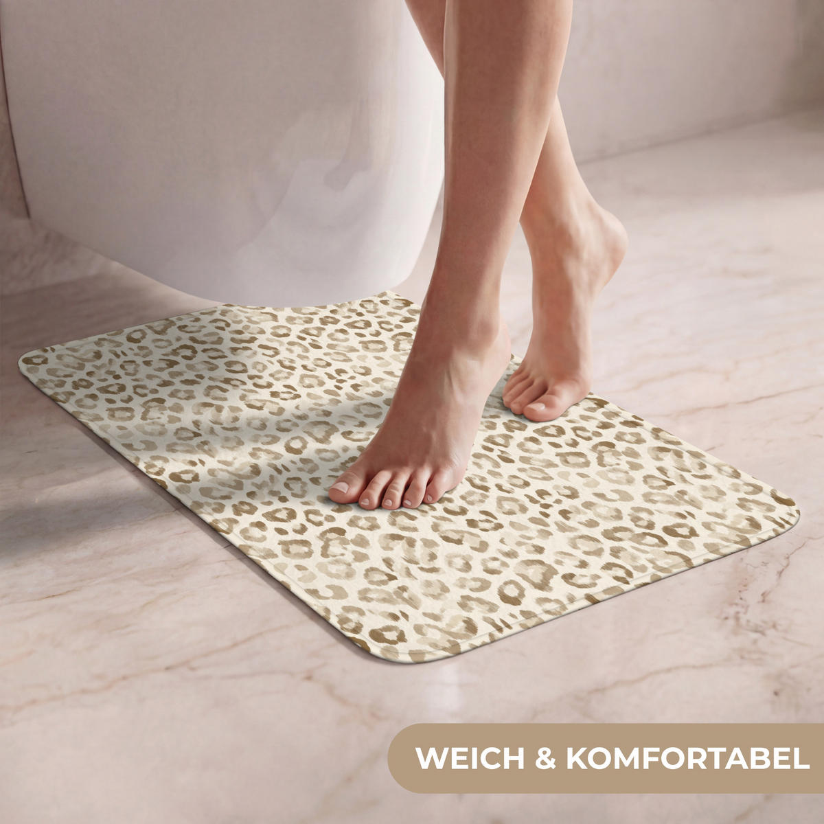 WC PŘEDLOŽKA Leopard - Classic - Béžová 40x60 cm - světle hnědá, textil/plast (40/1cm) - OnlyWow