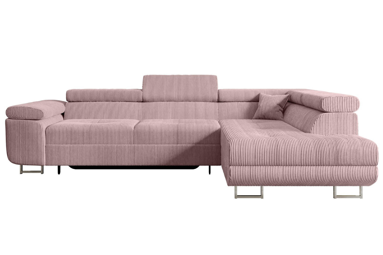 ECKSOFA mit Schlaffunktion und Bettkasten GUSA-L 272x202x107 cm Rosa Cord - Silberfarben/Rosa, Holzwerkstoff/Textil (272/202cm) - ALTDECOR