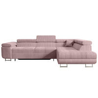 ECKSOFA mit Schlaffunktion und Bettkasten GUSA-L 272x202x107 cm Rosa Cord - Silberfarben/Rosa, Holzwerkstoff/Textil (272/202cm) - ALTDECOR