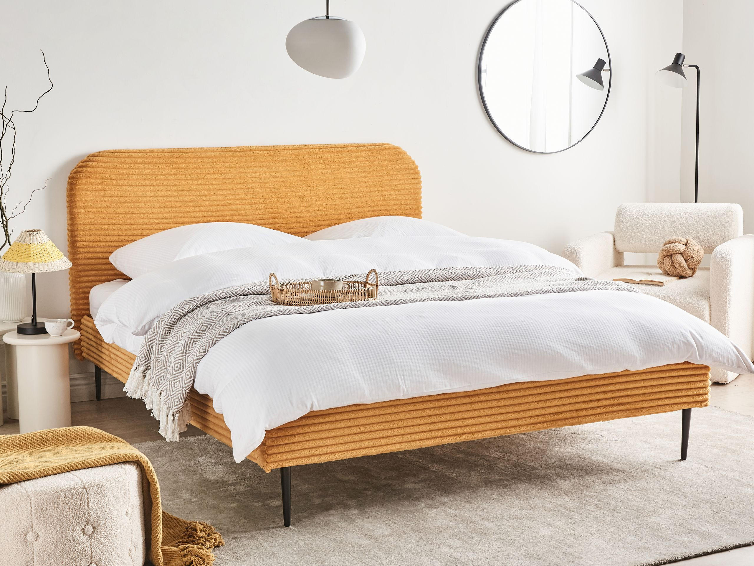 Thumbnail - Beliani Polsterbett, Orange, Textil, 160x200 cm, Schlafzimmer, Betten