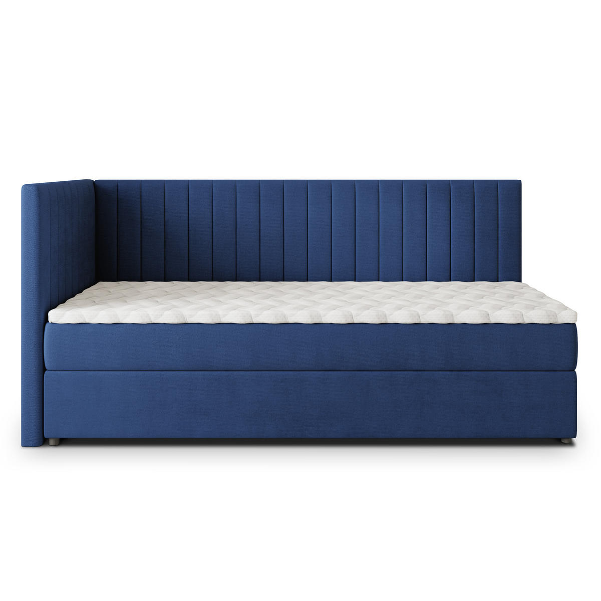 BOXBETT ARIS 80x200 cm mit Matratze und Topper, H2+H3 - Blau - Blau, Holz (80/200cm) - MASSENO