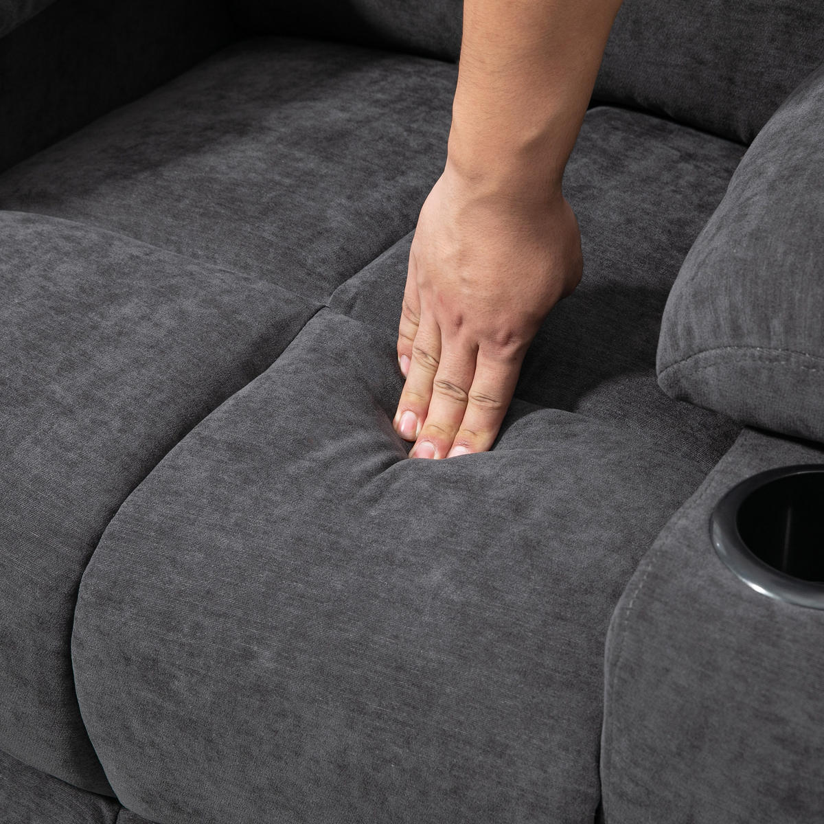 ELEKTRISCHER Relaxsessel in Dunkelgrau 95x91x109 cm mit Aufstehhilfe, Massage und Wärmefunktion - Dunkelgrau, Textil (91/109/95cm) - IVMEU
