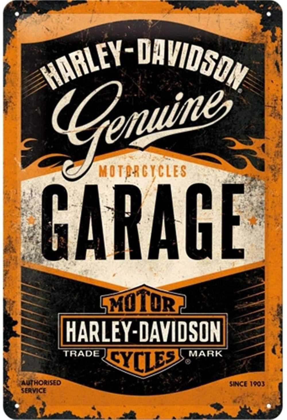 BLECHSCHILD 20/30 cm Harley-Davidson Garage - Multicolor, Metall (20/30/0.2cm) - Nostalgic-Art