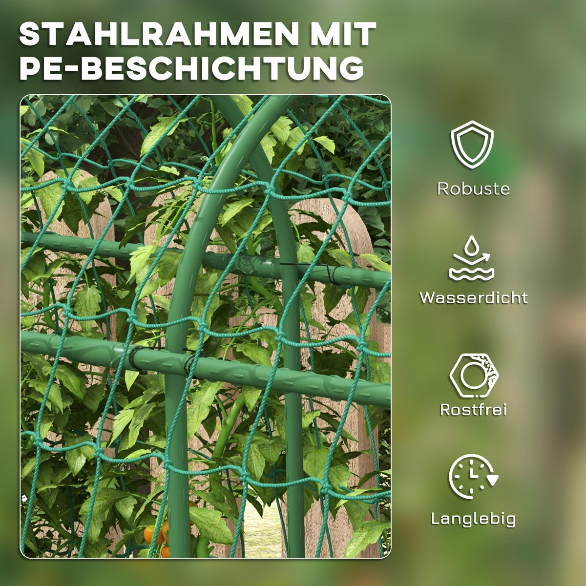 RANKHILFE für Kletterpflanzen, Verstellbares Spalier, für Garten, Balkon, Stahl, Grün - Grün, Kunststoff/Metall (43/183/182cm) - Outsunny