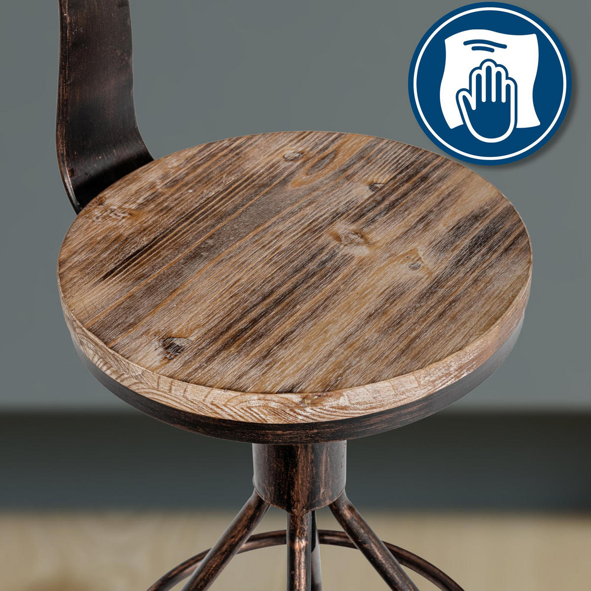 BARHOCKER Holz bronze - Bronzefarben, Holz/Metall (41/96/41cm) - CLP