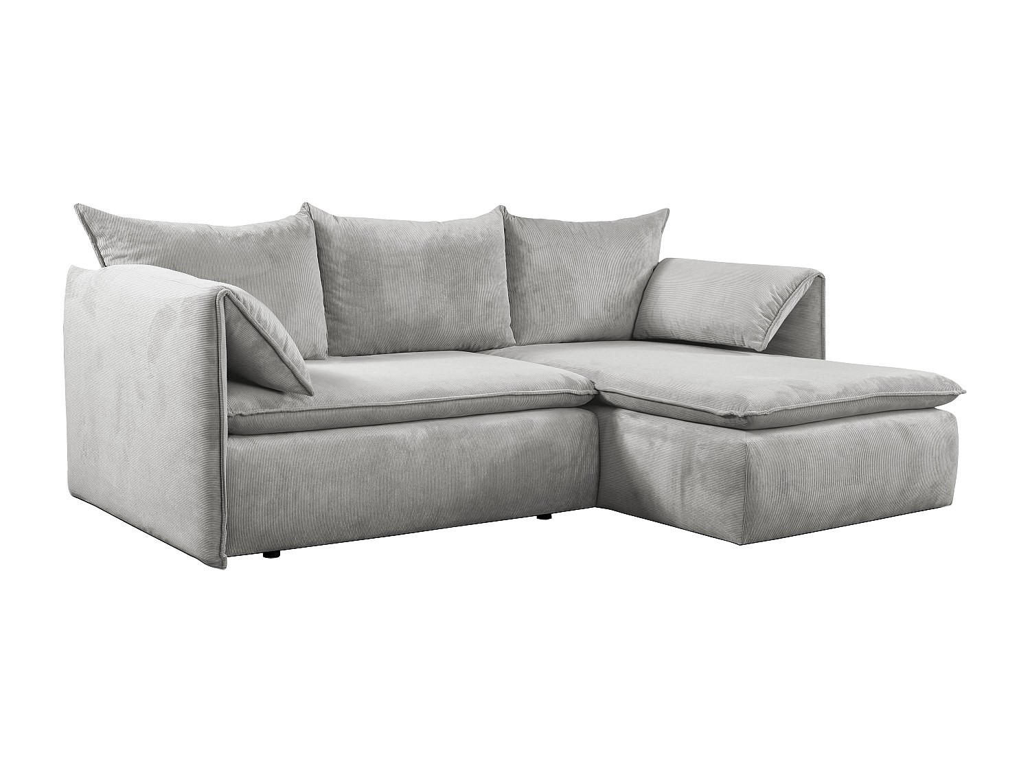 ECKSOFA mit Schlaffunktion - Ecke Rechts - Feincord - Hellgrau - TEODORA - Hellgrau, Textil (230/166cm) - Vente-Unique