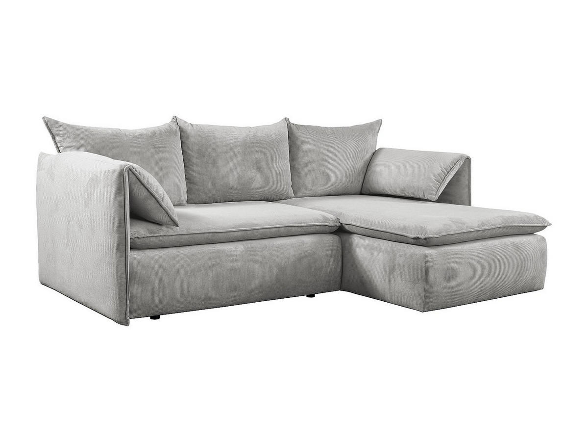 ECKSOFA mit Schlaffunktion - Ecke Rechts - Feincord - Hellgrau - TEODORA - Hellgrau, Textil (230/166cm) - Vente-Unique