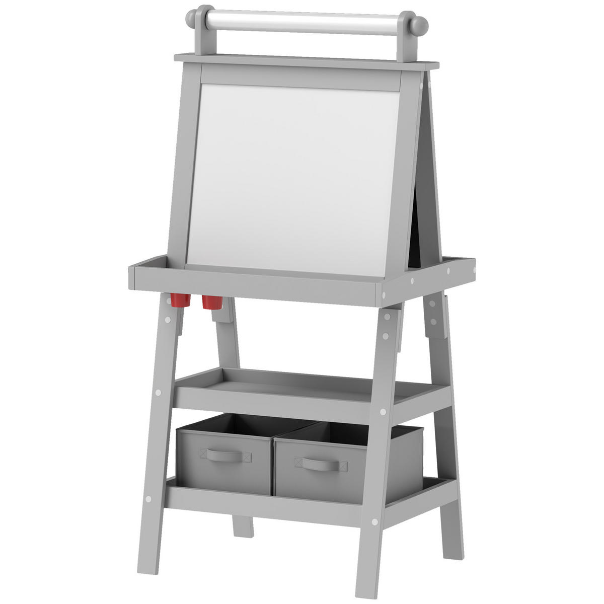 MALTAFEL DE-18186 3-in-1 mit Magnet- & Kreidetafel Grau - Grau, Holzwerkstoff (48/118/59cm) - ComfortXL