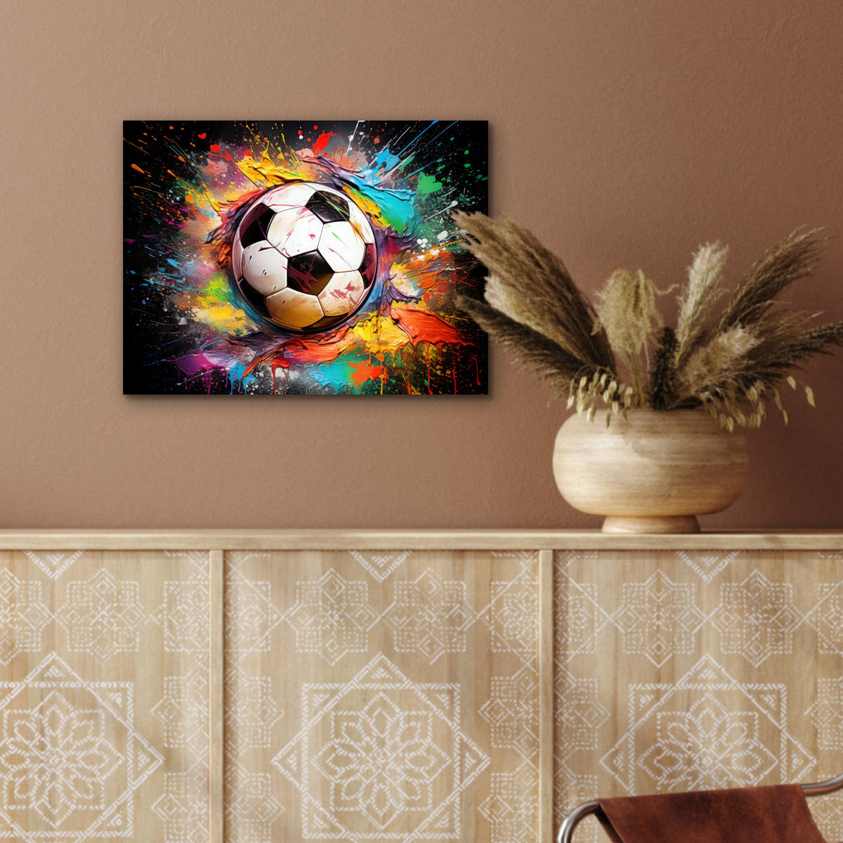 KOVOVÝ OBRAZ Futbal - Farba - Farby - Čierna - Biela 40x30 cm - biela, kov (40/30cm) - MuchoWow