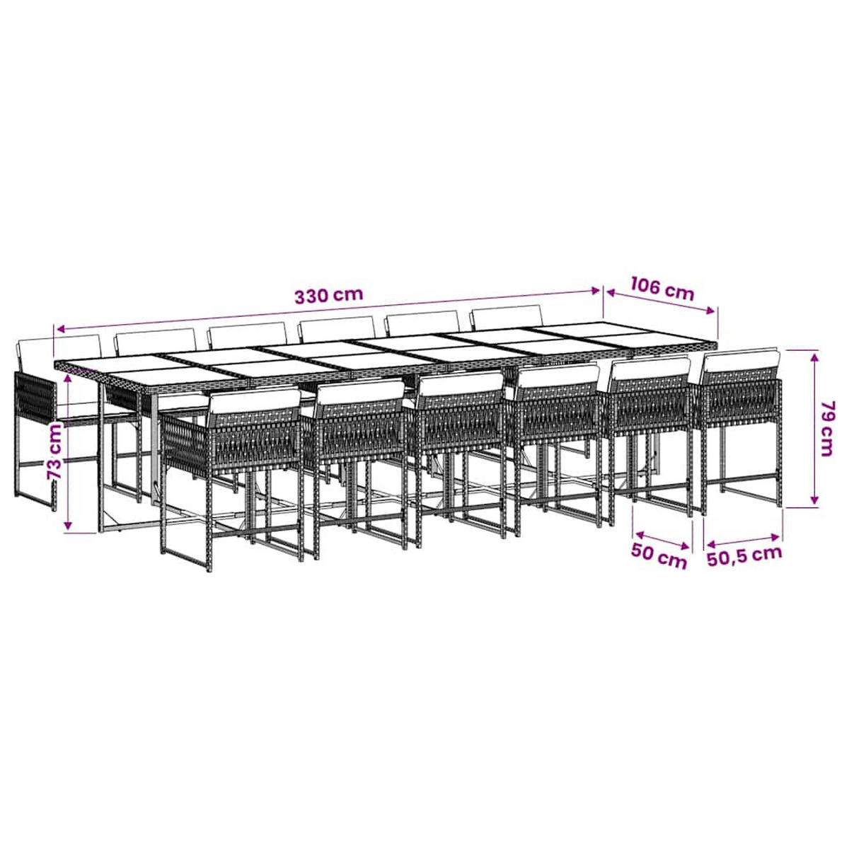 GARTEN-ESSGRUPPE 13-teilig Mit Kissen Schwarz Poly Rattan - Schwarz, Kunststoff - vidaXL
