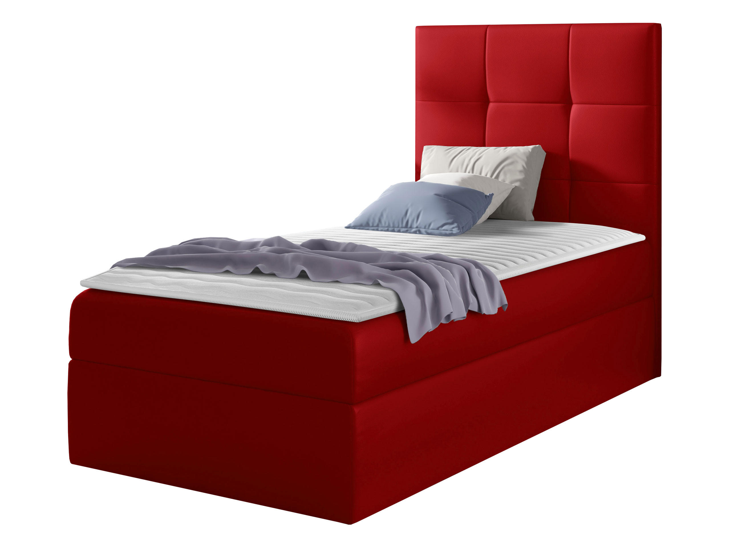BOXBETT Mini 2, Seite zum Öffnen des Bettkastens: Rechts - Rot, Holz (100/200cm) - MIRJAN24