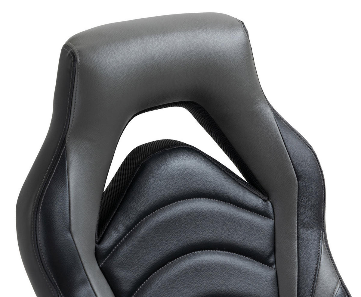 CHEFSESSEL Lederlook schwarz/grau - Schwarz/Grau, Kunststoff/Textil (65/107/72cm) - CLP