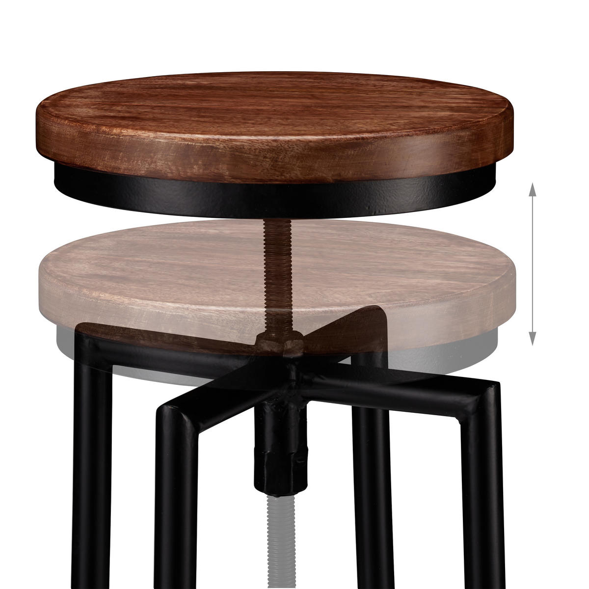 BARHOCKER - Multicolor, Holz/Metall (34/67.5/34cm) - Relaxdays