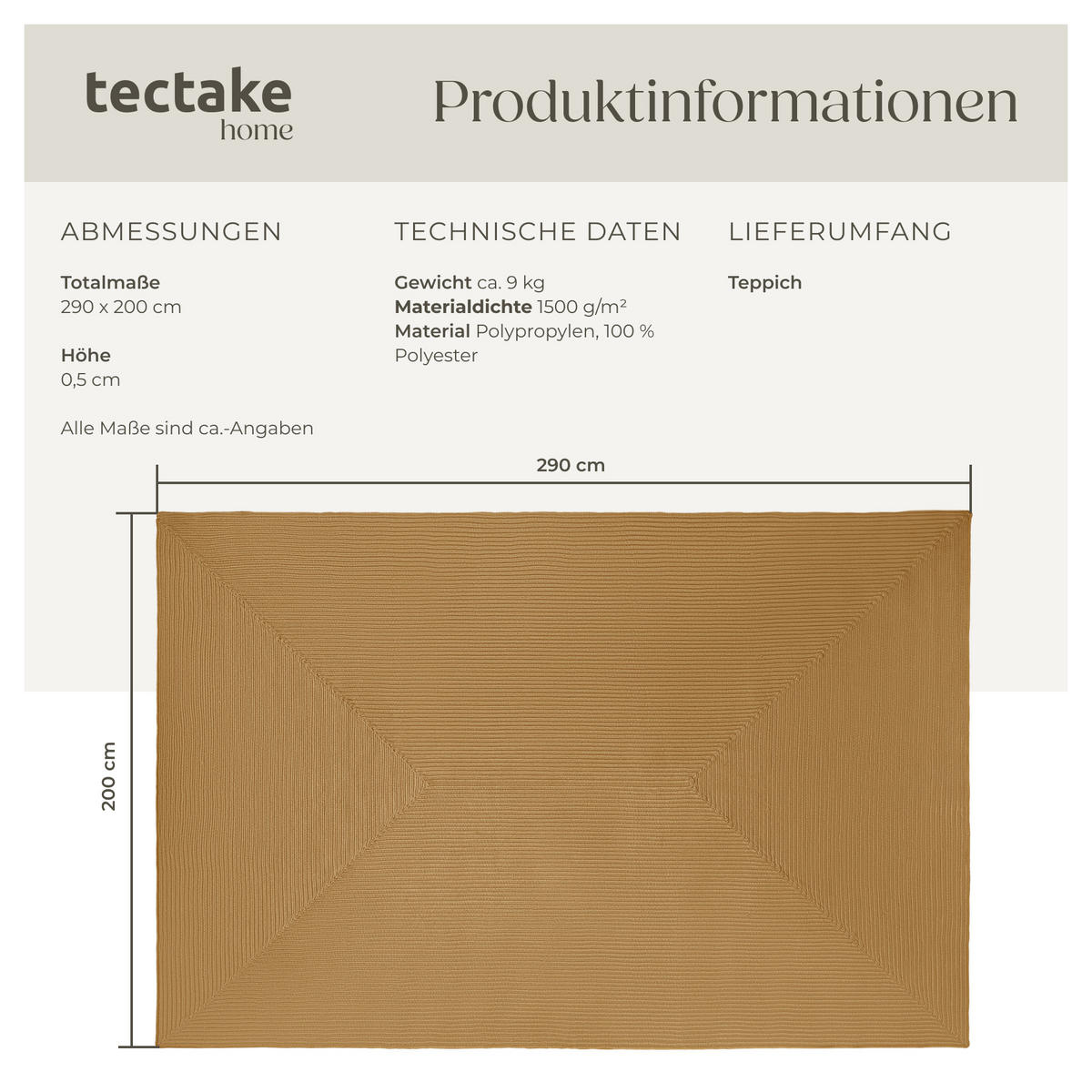 GEFLOCHTENER-TEPPICH Raya,strapazierfähig und pflegeleicht,braun - Braun, Textil (200/290cm) - tectake