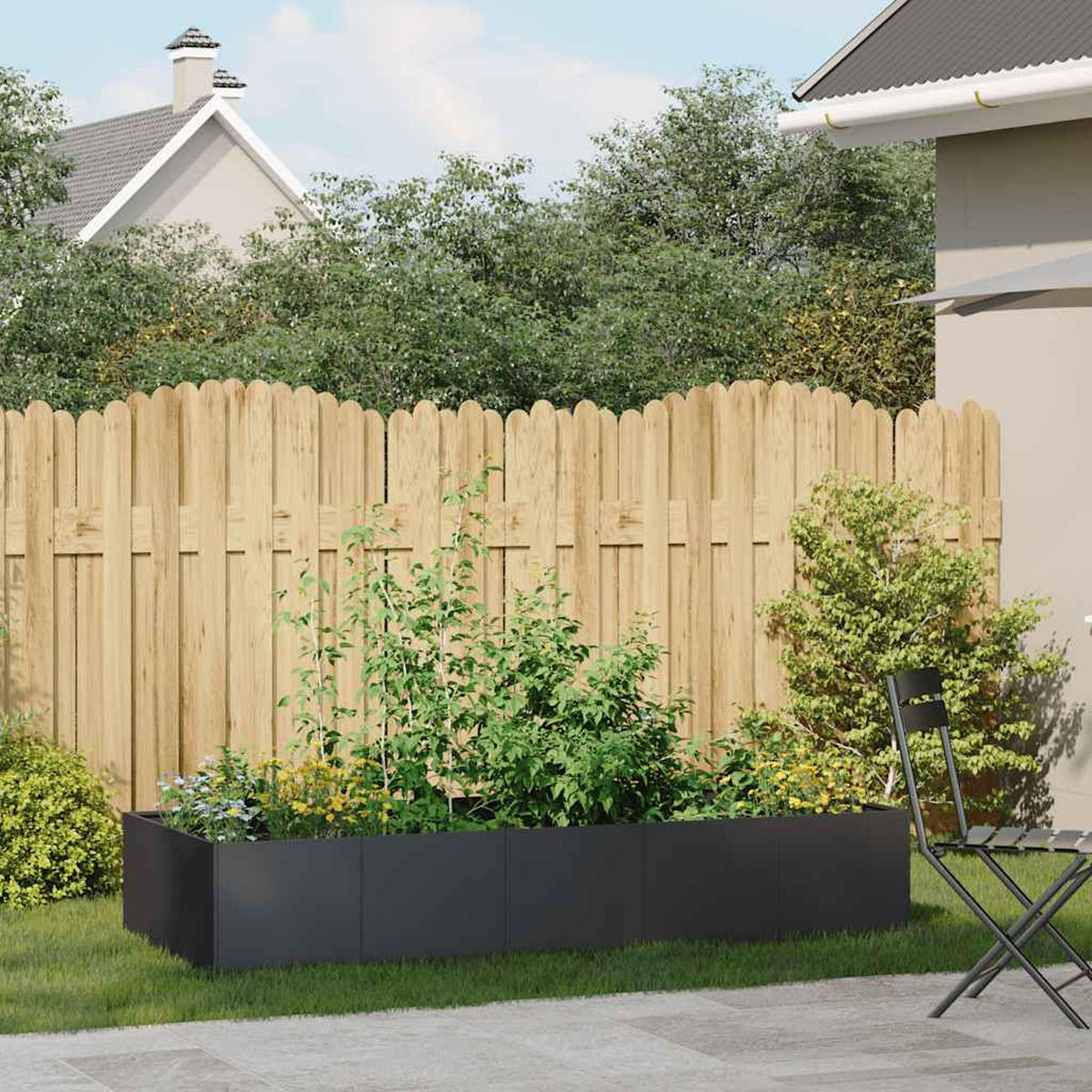 PFLANZGEFÄSSE Schwarz 200/80/40 Cm Stahl - Schwarz, Metall (80/40/200cm) - vidaXL
