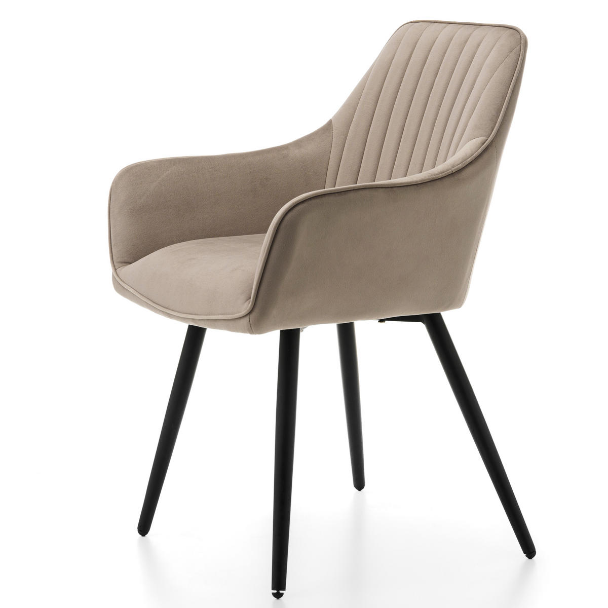 STUHL PASSO gepolstert mit Steppung - dunkelbeige - Samt Velours - Beige/Schwarz, Textil/Metall (58/87/60cm) - NEW HOME