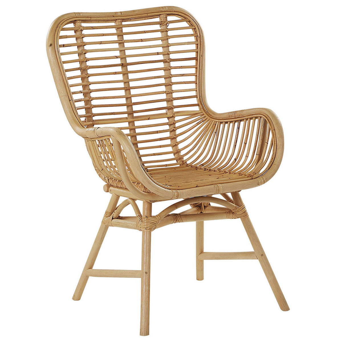 RATTANSTUHL Rattan Beige Togo - Beige, Naturmaterialien (61/96/52cm) - Beliani