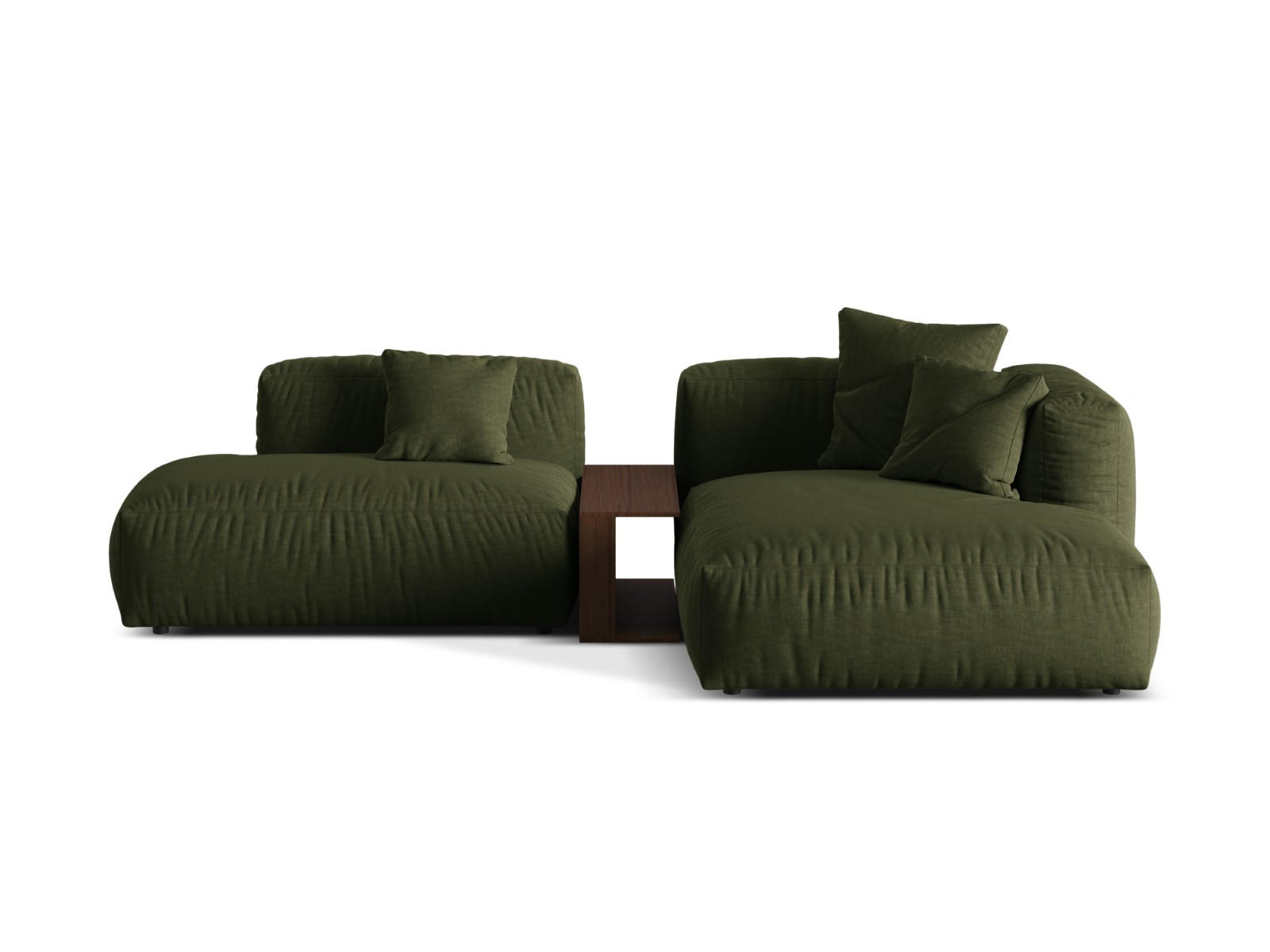 ECKSOFA modular rechts Martina aus strukturiertem Stoff grün 2 Sitzplätze - Grün, Textil (176/285cm) - Micadoni