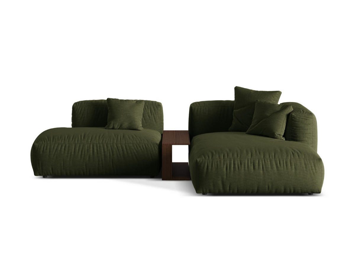 ECKSOFA modular rechts Martina aus strukturiertem Stoff grün 2 Sitzplätze - Grün, Textil (176/285cm) - Micadoni