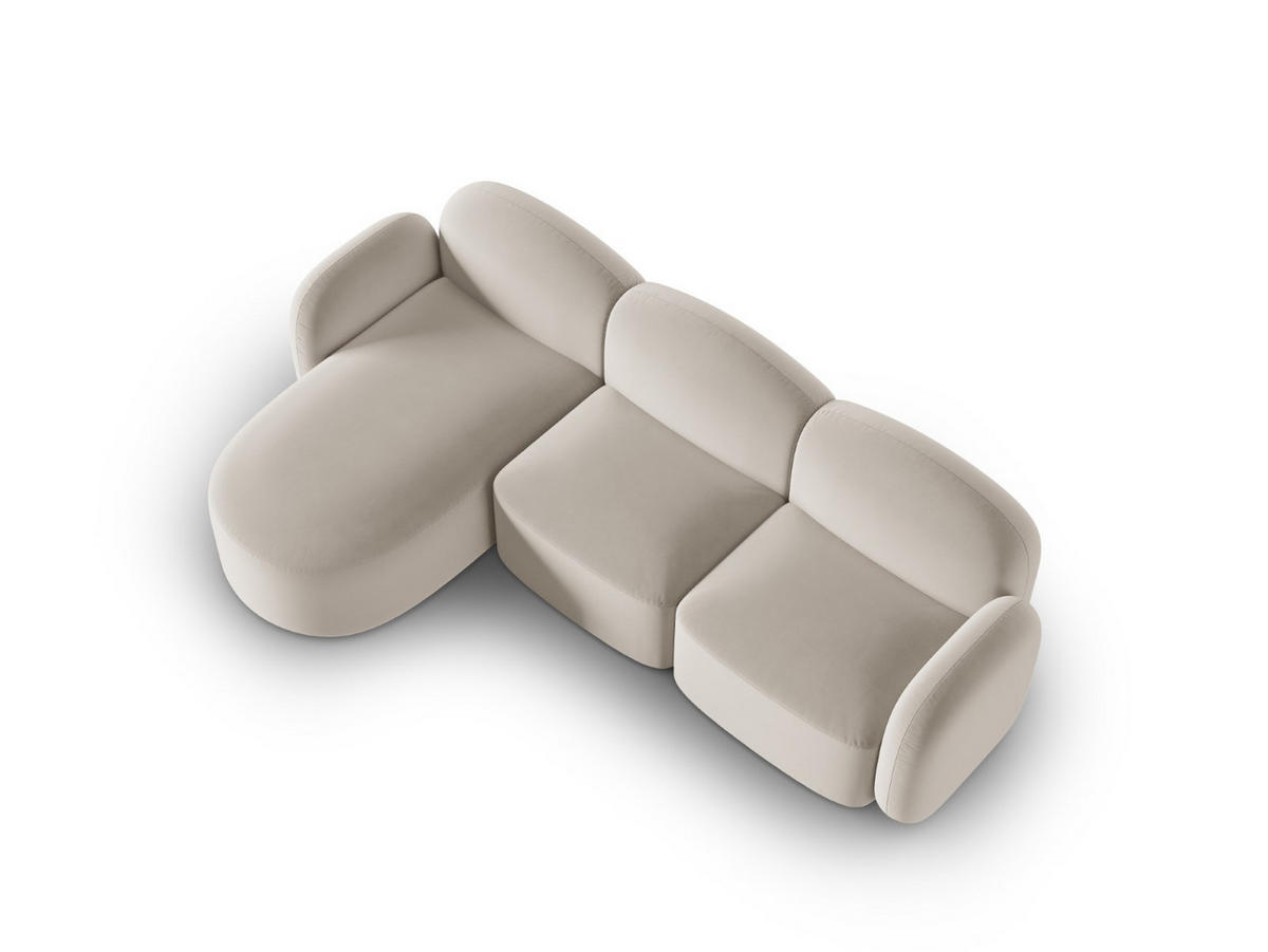 ECKSOFA links Blair aus Samt leichtes beige 4 Sitzplätze - Beige, Textil (155/272cm) - Micadoni