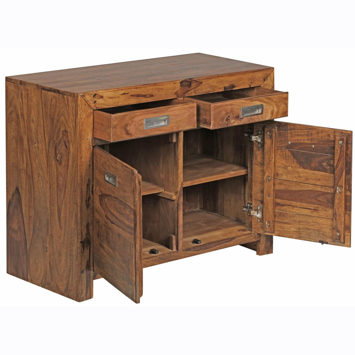 SIDEBOARD – Massivholz, 90 cm, 2 Türen, Schubladen, viel Stauraum - Braun, Holz (90/70/40cm) - KADIMA DESIGN
