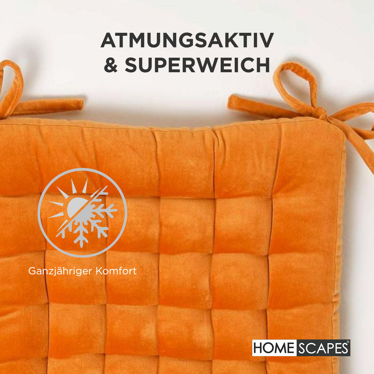STUHLKISSEN Samt 4er-Set orange 40/40/5 cm - Orange, Textil (40/40/5cm) - Homescapes