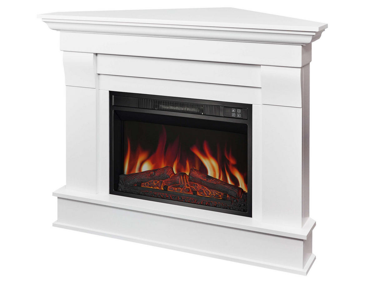 ELEKTROKAMIN Albion Corner AF23S Weiß – Breite 107 cm, 3D-Flammeneffekt, LED-Beleuchtung, Heizfunktion - Weiß, Glas/Holzwerkstoff (110/90.6/70cm) - ArtiFlame