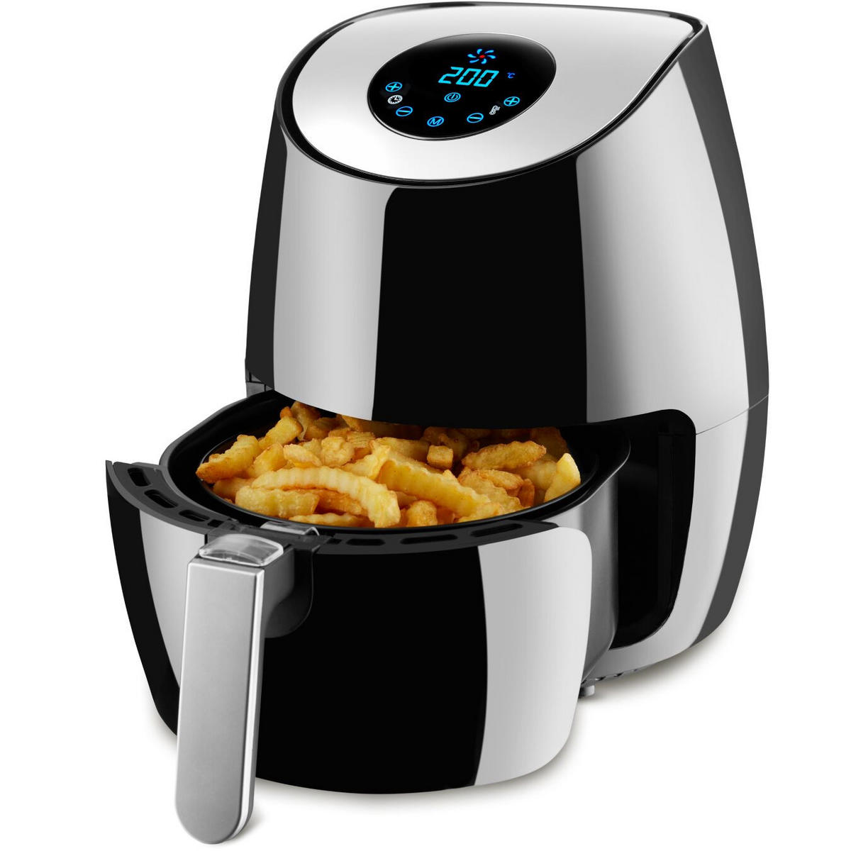 HEISSLUFTFRITTEUSE Mitch, inklusive Rezeptheft, schwarz - Schwarz, Metall (32/31.5/26cm) - tectake