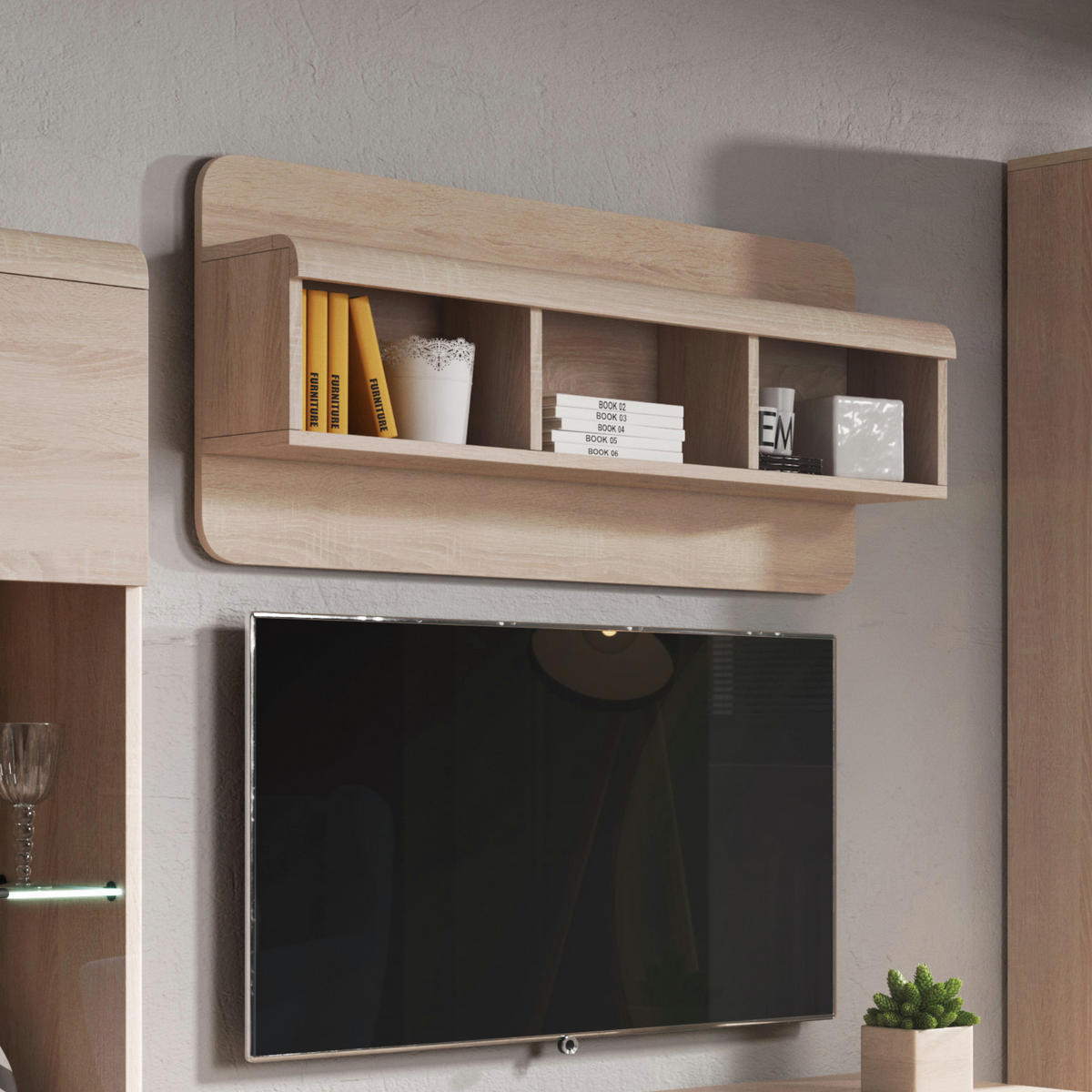 WANDREGAL LYNGDAL POL1 MDF-Leiste Eiche Sonoma Eiche Sonoma - Sonoma Eiche, Holzwerkstoff (120/56/25cm) - Komodee