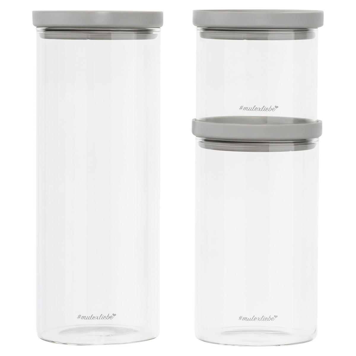 VORRATSGLÄSER KALMAR 3-er Set grau - Grau, Glas (24/31/13cm) - Mulex