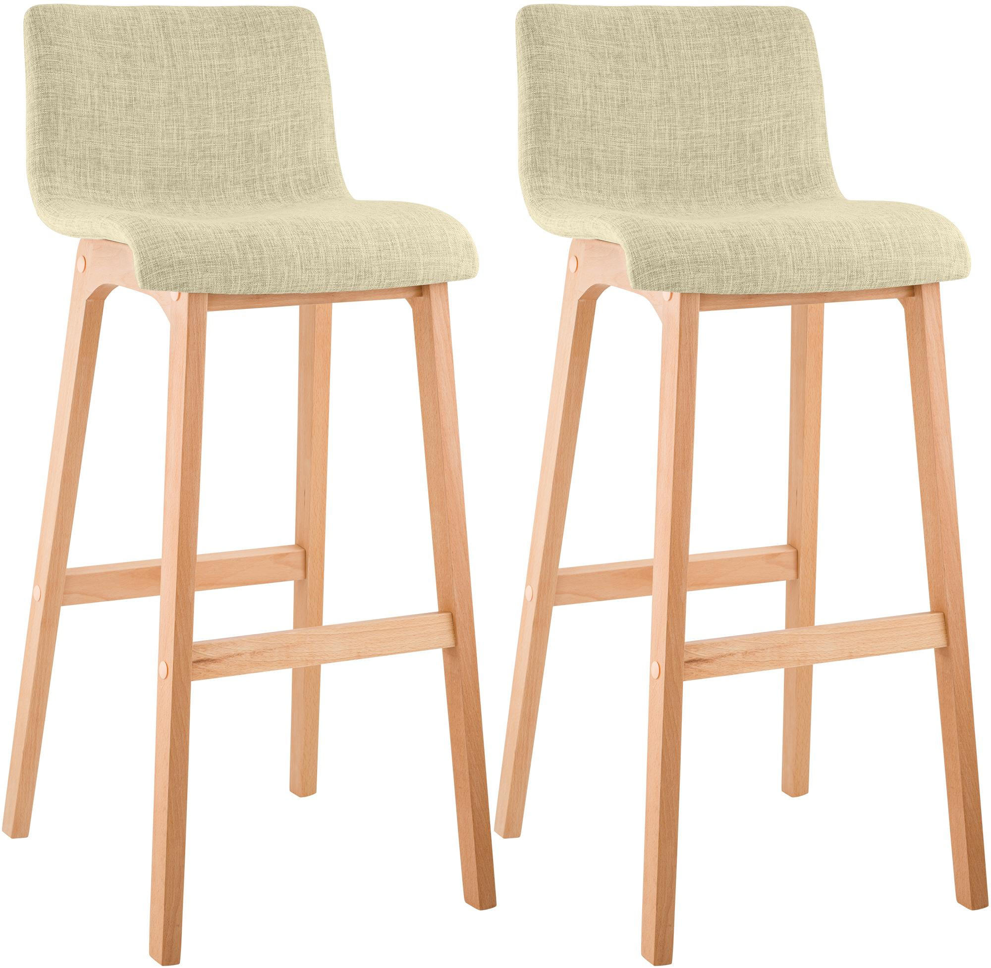 BARHOCKER 2er Set Stoff Creme - Eukalyptusholzfarben/Creme, Holz/Textil (41/102/46cm) - CLP