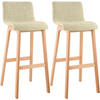BARHOCKER 2er Set Stoff Creme - Eukalyptusholzfarben/Creme, Holz/Textil (41/102/46cm) - CLP
