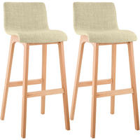 BARHOCKER 2er Set Stoff Creme - Eukalyptusholzfarben/Creme, Holz/Textil (41/102/46cm) - CLP