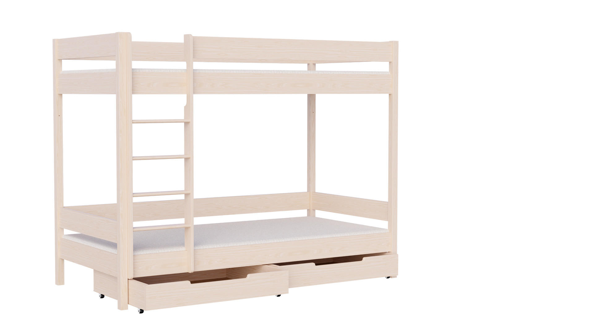 ETAGENBETT Diego 180x80 naturweiß mit Schubladen - Naturfarben, Holzwerkstoff (80/180cm)